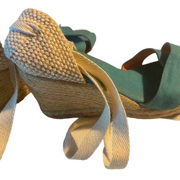 Pima 2 made in Spain blue and white ankle wrap espadrille sandals size 10.5 - Picture 4 of 10